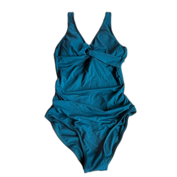 NWT Holipick One Piece Swimsuit Size Small Ruched Slimming Tummy Control Teal - Picture 2 of 5
